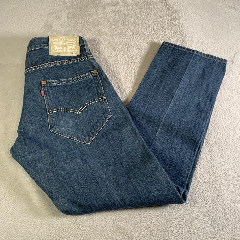 VTG Levis 514 Jeans Mens 34x32 Blue Straight Leg 100% Cotton Denim Medium Wash